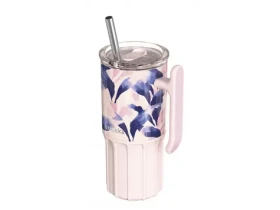 Quokka Nerezový termohrnek s brčkem Umi Blue Feather 720 ml (40090QO)