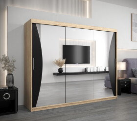 Šatní skříň Abi Mo Dveře: Dub sonoma, Rozměr: 250 cm, Korpus: Černá