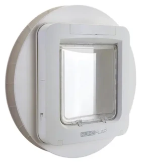 SUREFLAP Dvířka s mikročipem pro kočky bílá / plast / na baterie / bezpečnostní zámek (70943)