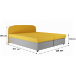 Čalouněná postel Zofie 160x200, žlutá, včetně matrace
