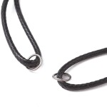Polotovar pro výrobu náramku z voskované šnůry s kroužky - černý - 13–24 cm - 1 ks