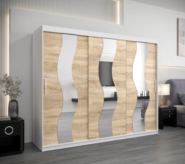 Šatní skříň Abi Se Barva korpusu: Bílá, Rozměry: 250 cm, Dveře: Dub sonoma