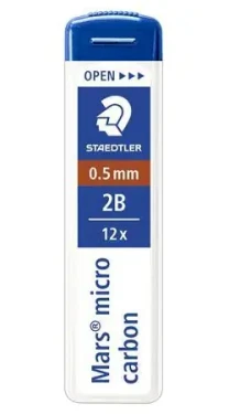 Staedtler Mars micro / Tuhy do mikrotužky / 0,5 mm / 2B / 6 ks (250 05-2B)