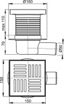 Alcadrain 1 - Alcadrain Podlahová vpust 150×150/50 mm boční, mřížka šedá, vodní zápachová uzávěra APV5211 APV5211