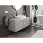 MEXEN/S - Rivel koupelnová skříňka pod umyvadlo 120 cm s deskou, 2 zásuvky, reliéf , šedá mat 91A20-12047-2-BFFC62