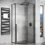 REA/S - Sprchový kout DIAMOND 90x90 - matná černá + sprchová vanička Diamond, bílá KPL-05622