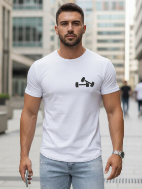 Pánské bavlněné tričko s minimalistickým potiskem bílé FashionStreet NX5086R M