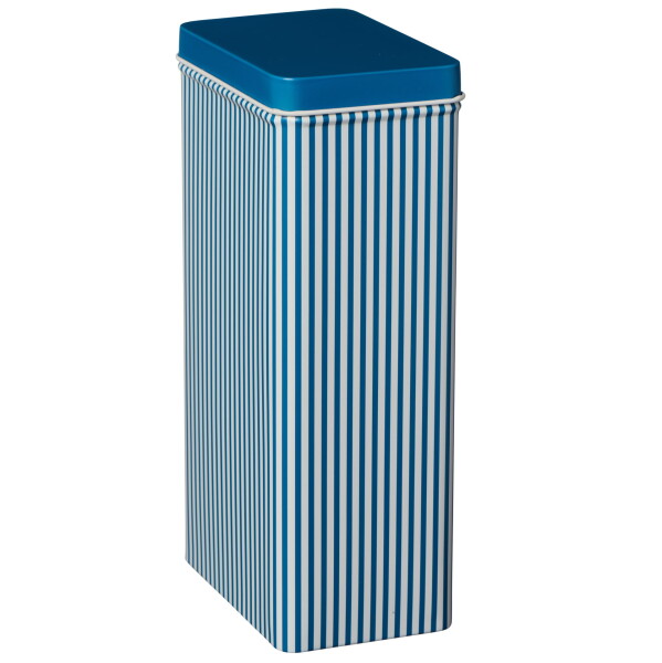 Ib Laursen Plechová dóza s víkem Blue Stripes Tall, modrá barva