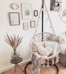 Závěsná houpačka čapí hnízdo v béžové barvě 80 cm