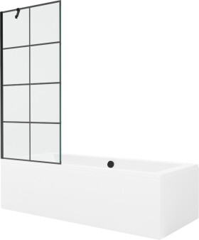 MEXEN/S - Cube obdélníková vana 170 x 80 cm s panelem + vanová zástěna 80 cm, černá vzor 550517080X9508007077