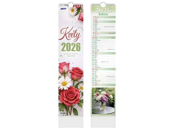 Nástěnný kalendář vázankový/kravata 2026 MFP - Květy