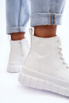 Ocieplané Kožené Tenisky Na Zip Big Star MM274624 Bílé 36