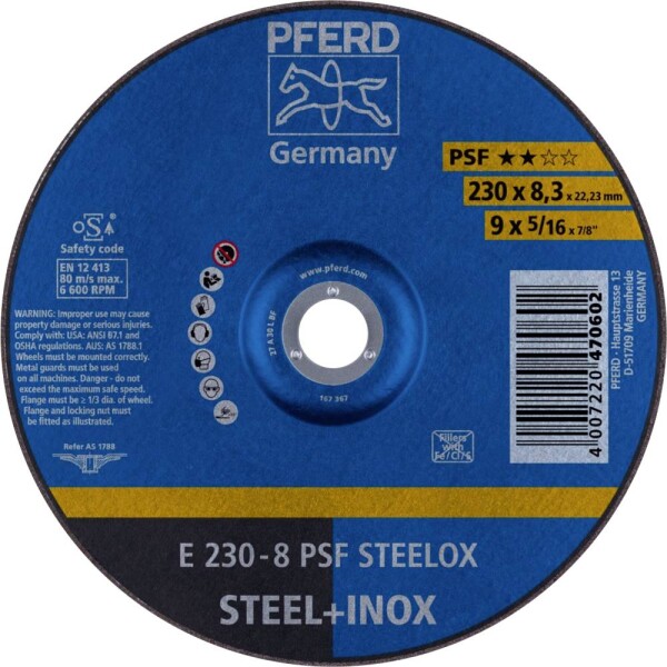 PFERD 62023831 E 230-8 PSF STEELOX brusný kotouč lomený Průměr 230 mm Ø otvoru 22.23 mm nerezová ocel, ocel 10 ks