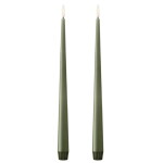 Ester & erik LED svíčka Taper 30 cm / 70 Green soil – set 2 ks, zelená barva, vosk