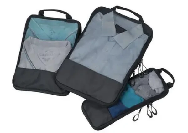 TROIKA Black Packing Cubes sada 3 ks černá / Kompresní cestovní taška / Tarpaulin / Velikosti L, M, S (BBL56/BK)