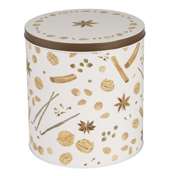 Ib Laursen Plechová dóza Christmas Spices Tall Round, hnědá barva, kov
