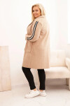 Dámský kabát Plus Size z umělé ovčí vlny s kapsami tmavě béžový UNI