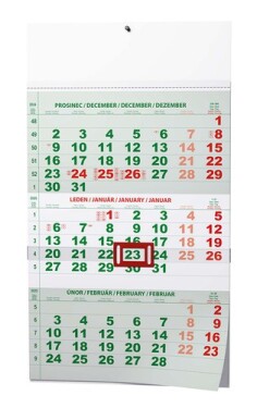 Tříměsíční kalendář 2025 zelený - nástěnný kalendář