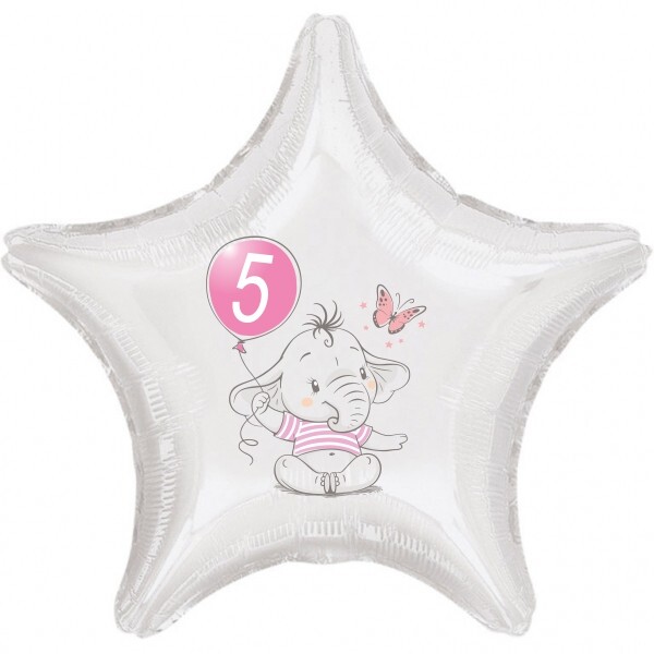 5.narozeniny růžový slon hvězda foliový balónek balonky.cz 5.narozeniny růžový slon hvězda foliový balónek balonky.cz