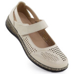 Dámská prolamovaná obuv na suchý zip béžová Unisoft 7026 37