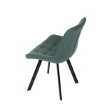 Židle jídelní, zelená látka v dekoru broušené kůže, černý kov