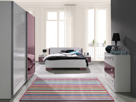 FRONTI Ložnice LUX bílá / fialový lesk