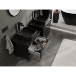 MEXEN/S - Orio koupelnová skříňka pod umyvadlo 60 cm s deskou, 2 zásuvky, černá lesk 91A10-06047-2-BFFC70