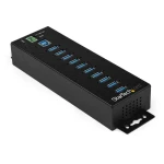 StarTech USB 3.0 Hub 10 portů / USB hub / Kovový / DIN lišta / Napájecí adaptér / Ochrana proti přepětí (HB30A10AME)