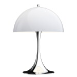Louis Poulsen Stolní lampa Panthella 250 Opal Grey/Chrome, šedá barva, stříbrná barva, kov, plast