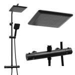 Erga Bodo Therm, sprchová souprava s termostatickou baterií a dešťovou hlavicí 23x23cm, černá matná, ERG-YKA-BP.BODO-THERM-23-BLK