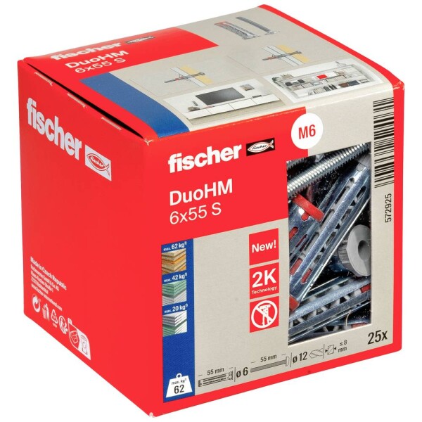 Fischer DuoHM 6x55 S PH TX hmoždinka do dutin 55 mm 572925 25 ks