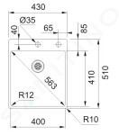 FRANKE - Box Dřez BXX 210/610-40 TL, 430x510 mm, nerez 127.0369.288