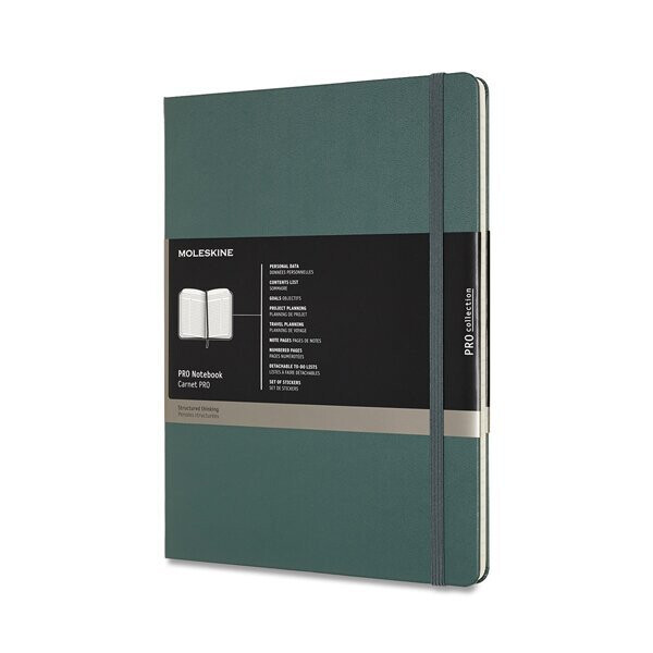 Zápisník Moleskine Professional - tvrdé desky, XL - tm. zelený