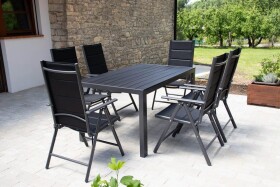 Home Garden Zahradní set Ibiza se 6 židlemi a stolem 150 cm, antracit/černý - 2. jakost