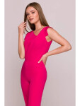 S407 Elegantní overal s asymetrickým výstřihem - růžový EU L
