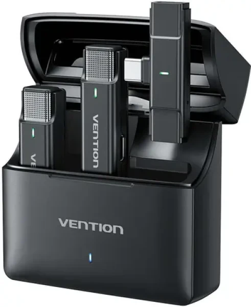 Vention NCAB0 černá / Bezdrátový mikrofon / 2 ks + pouzdro / 2,4 GHz / redukce šumu / USB-C (NCAB0)