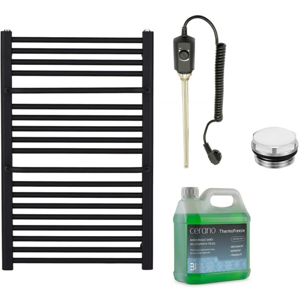 CERANO Koupelnový elektrický radiátorový set Antonio - 300W - černá matná - 860x550 mm