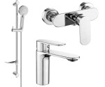 MEXEN - Milo DF40 SET umyvadlová baterie + sprchová s příslušenstvím, chrom 71304DF40-00