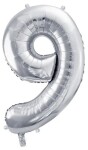 Balónek fóliový narozeniny číslo 9 stříbrný72 cm Balónek fóliový narozeniny číslo 9 stříbrný72 cm