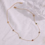 Ocelový náhrdelník s barevnými zirkony Simona, Barevná/více barev 46 cm + 5 cm (prodloužení)