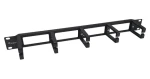 Equip 19" černá / Vyvazovací panel / 1U / 5x plastová úchytka / Plast, ocel (327315)