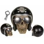 Ootb.de Pokladnička lebka s helmou 14 x13 cm