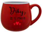 DÍKY, ŽE TĚ MÁM! - červený keramický hrníček 300 ml