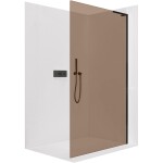 CERANO Sprchová zástěna Walk-in Onyx L-pravá vzpěra - 8 mm - černá matná, bronzové sklo - 150x200 cm