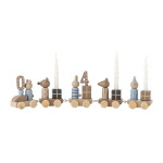 Bloomingville Dřevěný narozeninový vláček / svícen Junaid 38 cm, multi barva, dřevo
