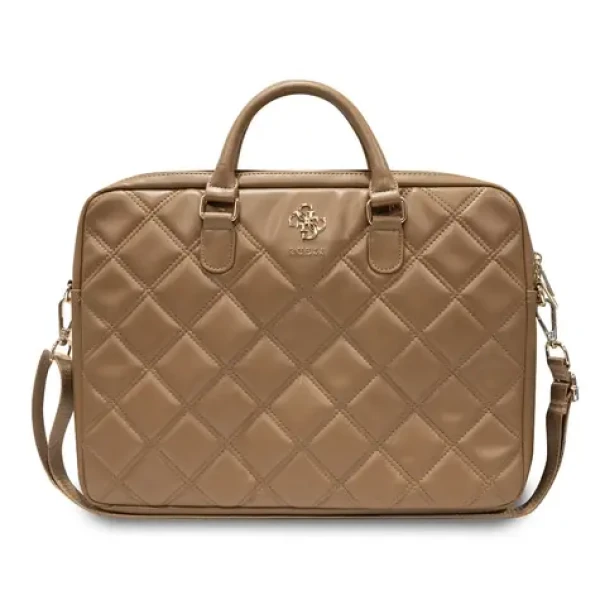 Guess PU Quilted 4G Metal Logo Computer Bag 15/16" hnědá (57983117871)