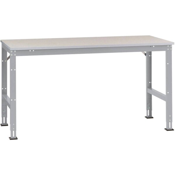 Manuflex AU6107.9006 Pracovní Přístavný stůl Univerzální standardní s plastové desky, Šxhxv = 1750 x 1200 x 760-870 mm hliníkově stříbrná