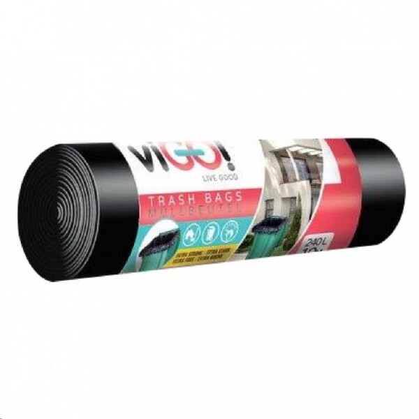 Pytle na odpad 240l LDPE 116 x 150 cm /10 role VIGO silné DeLuxe karton 8 rolí