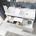 Mereo Aira, koupelnová skříňka s umyvadlem z litého mramoru 101 cm, bílá CN712M