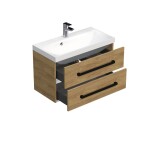 Koupelnová skříňka s černou úchytkou a umyvadlem SAT Cube Way 80x53x40 cm dub Hickory mat CUBE2C80ZDH CUBE2C80ZDH